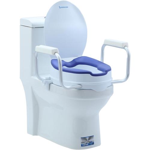 Toilet Seat Risers for Seniors,Adjustable Anti-Silp Handles & Thickened Cushion, Options for Elderly Handicap Medical Hip Replacement Surgery Lift,300 lbs, Easy Clean,Blue