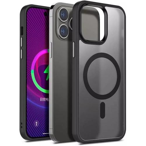Compatible with iPhone 14 Pro Max Case, [Military Grade Drop Tested] [Compatible with MagSafe] Shockproof Protective Translucent Matte Hard Back Slim Case Cover (Magnetic Case-Frosted Black)