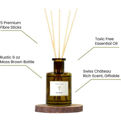 PRISTINE Swiss Château/Inspired by Hilton Reed Diffuser - Home & Bathroom | Fresh Cut Rose, Tangerine, Cedarwood Oil Reed Diffuser Set | Oil & Reed Diffuser Sticks, Home & Office Decor, Fragrance Gift