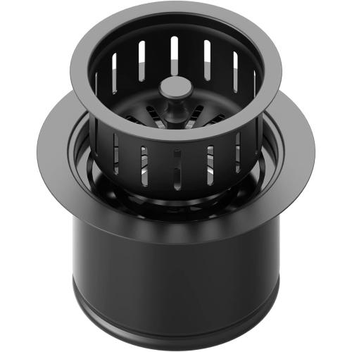 BOTEMY Extended Garbage Disposal Basket Strainer Stopper, Deep 304 Stainless Steel Kitchen Sink Flange for 3-1/2 Inch Standard Sink Drain Hole, Matte Black Deep Sink Disposal Stopper with Flange