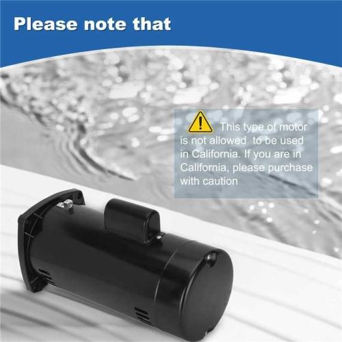 BLACK USQ1202 Pool Pump Motor, 2HP Square Flange Motor, 3450 RPM, 48Y Frame, Fit for A.O. Smith/Century Pool and Spa Pump Motor