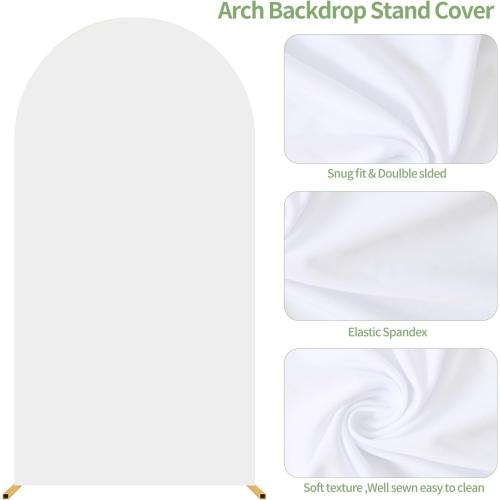 6.6FT Wedding Arch Backdrop Stand and White Cover, Metal Arch Backdrop Stand and Cover Set for Parties, Birthdays, Baby Showers, Bridal, Banquets, Ceremonies, Event Decor