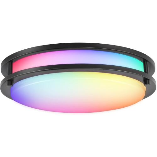 CLOUDY BAY 12 Inch LED Smart Flush Mount Ceiling Light,20W 2700K-6500K,4W RGB Color Compatible with Alexa and Google Home Assistant,Oil Rubbed Bronze ( no test)