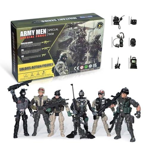 6 Pcs Army Men Toy Soldiers Action Figures with Weapon for Boys 4-7