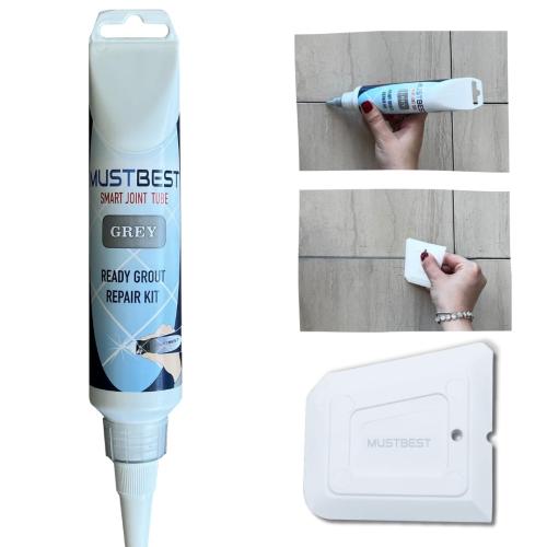 Tile Grout Repair Kit (Grey 8.8 Oz - 250 Gr), Four-Way Use, Repair, Renew, Repaint, Fill The Gaps, Fast Drying, Odorless, Waterproof And Pre-Mixed Grout Pen For Shower, Kitchen, Pool,Bathroom