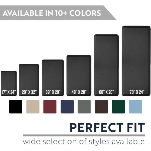 KANGAROO Thick Ergonomic Anti Fatigue Mats for Kitchen Floor, Cushioned Standing Office Desk Mat, Waterproof Scratch Resistant Topside, Supportive All Day Comfort Padded Foam Rugs, 17x24, Grey