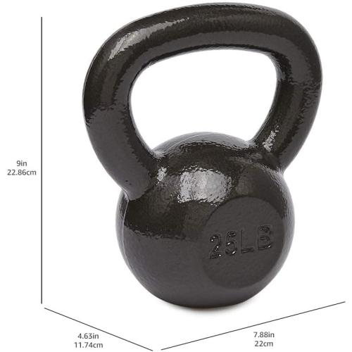 Amazon Basics Cast Iron Kettlebell for Strength Training, Textured Wide Handle, Black