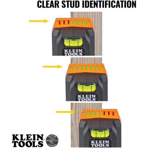 Klein Tools ESF100 Electronic Stud Finder and Wall Scanner with Bubble Level, for Wood and Metal Studs, Bright Green LEDs, Batteries Included