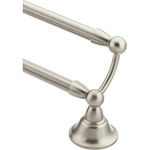 Moen Sage Collection Spot Resist Brushed Nickel 24-Inch Double Bathroom Towel Bar, Wall Mounted Bath Hanger with Two Rods, DN6822BN