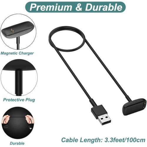 Charger for Fitbit Charge 5 / Charge 6 / Luxe, Replacement Charging Cable Cord Accessories for Fitbit Bands (2-Pack, 3.3ft/1m)