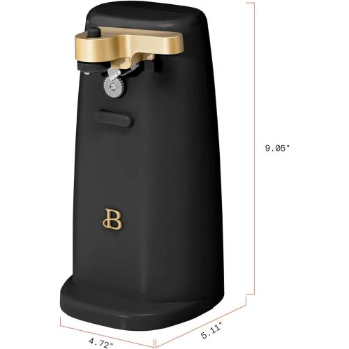 Automatic Electric Can Opener for Countertop, One-Touch Operation with Stainless Steel Blade, Magnetic Lid Lifter, Built-in Knife Sharpener & Bottle Opener, Heavy-Duty Design (Black Sesame)