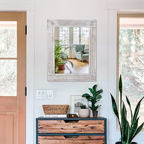 White 20x16 Mirrors for Wall Rustic Wooden Frame Rectangle Mirror Vintage Hanging Mirror for Bedroom Bathroom Living Room Farmhouse Wall Decor White Large 20 x 16