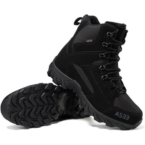 QUH Winter Snow Boots Waterproof Military Training Fur Lined Anti Slip Warm Boots Thickened Cotton Walking Ankle Boots For Man SIZE 43