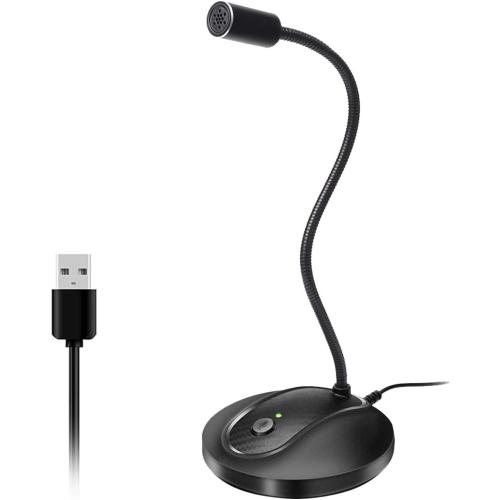 JOUNIVO USB Microphone, 360 Degree Adjustable Gooseneck Design, Mute Button & LED Indicator, Noise-Canceling Technology, Plug & Play, Compatible with Windows & MacOS