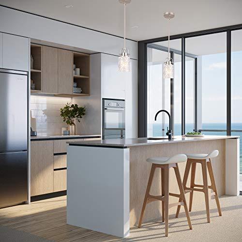 ALICE HOUSE 3 Pack Mini Modern Pendant Lights for Kitchen Island, Brushed Nickel Glass Hanging Lamp, Contemporary Farmhouse Hanging Lighting for Dining Room, Restaurants AL9082-P1 (Set of 3)