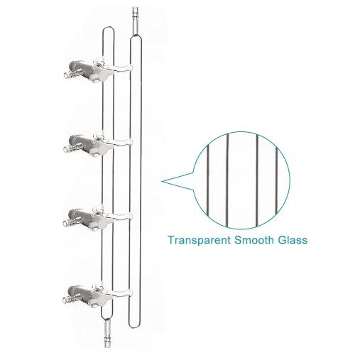 stonylab Glass Double Vacuum Manifold, Borosilicate Glass 4 Ports Vacuum Gas Dual Bank Manifold with Glass Stopcocks for Laboratory Schlenk Line