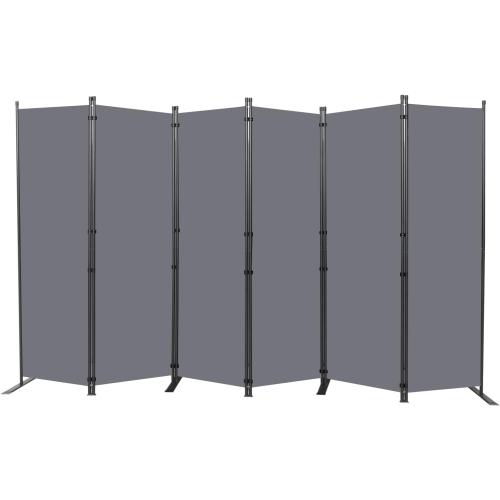 Room Divider 6FT Portable Room Dividers and Folding Privacy Screens, Fabric Divider for Room Separation, Partition Room Dividers Freestanding Wall Divider Screen Studio (Grey, 6 Panel-132'')
