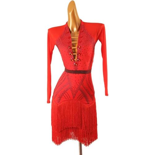 Professional Competition L Latin Dance Dresses for Women Ballroom Dancewear Waltz Costumes Cha Cha Performance Skirt