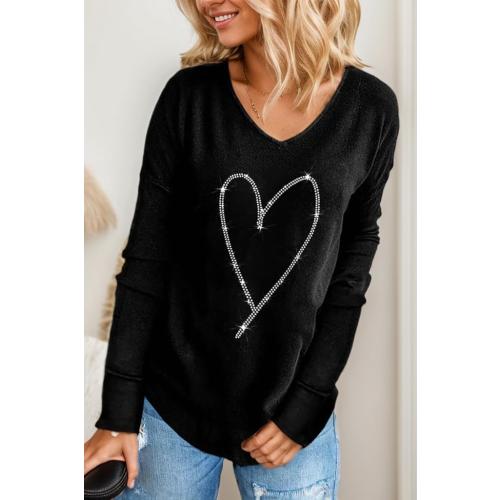 Akivide Women's Medium Heart Love Graphic Pullover Sweatshirt Casual Oversized Crewneck Top Valentine's Day Long Sleeve Shirt