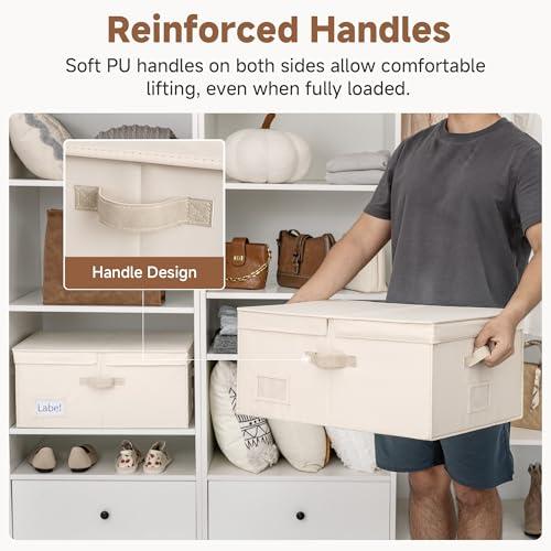 StorageWorks Large Decorative Storage Boxes with Lids, Cream White