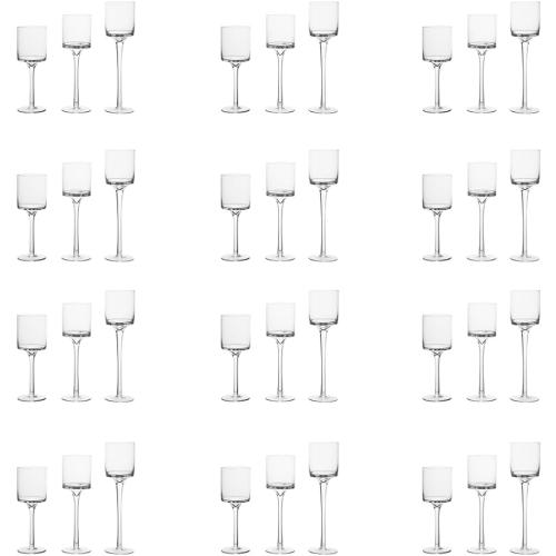 12 Sets (36 Pcs) Elegant Tea Light Glass Candle Holders Wedding Table Centrepiece Suitable for Candles Under 6cm (2.36) in Diameter (12SETS Clear)