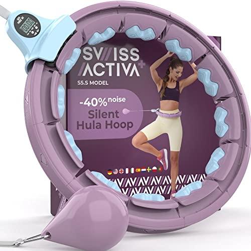 Size 60-112 cm Color purple included a back brace Swiss Activa  S5.S Silent Weight Loss Hula Hoop with weight ball Premium with Counter -Waist Size 60-112cm - Infinity Hoop- Smart Weighted Hula Hoop- Smart Hula Hoop- Weighted Hula Hoops for Women