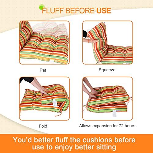 EAGLE PEAK Tufted Outdoor/Indoor Seat/Back Chair Cushions, Set of 2, 42'' x 21'', Rainbow