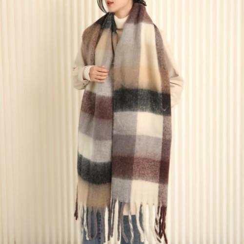 MININAI Chunky Winter Scarfs for Women Cold Weather Warm Knit Thick Plaid Scarf Long Large Oversized Checked Scarves