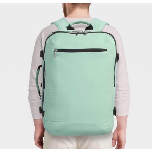 Large Travel Backpack, Mint Green, Carry-On Bag with Top Handle and Front Zip Pocket 35 L