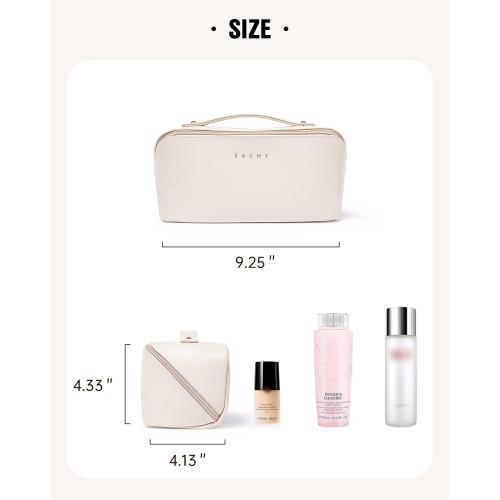 EACHY Travel Makeup Bag,Large Capacity Cosmetic Bags for Women,Waterproof Portable Pouch Open Flat Toiletry Bag Pattern Makeup Bag