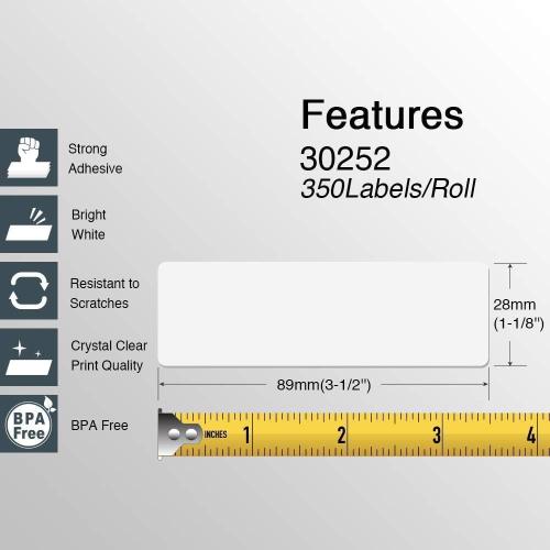 BETCKEY - Compatible DYMO 30252 (1-1/8 x 3-1/2) Address & Barcode Labels - Compatible with DYMO Labelwriter 450, 4XL, NOT Fit 550 & 5XL [10 Rolls/3500 Labels]