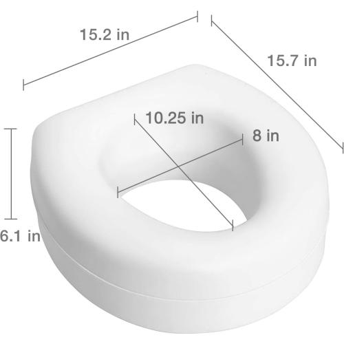 HealthSmart Enhanced Comfort 5 Raised (Round) Toilet Seat Risers for Seniors 5 Slip Resistant Pads FSA/HSA Eligible Padded Toilet Seat Elevation 15.7 x 15.2 x 6.1