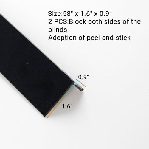 Light Blockers Blackout Side Tracks, PVC Blackout Side Strips for Window Shades and Blinds, Light Blocking Strips for Bedroom 2 Pcs(Black, 58)
