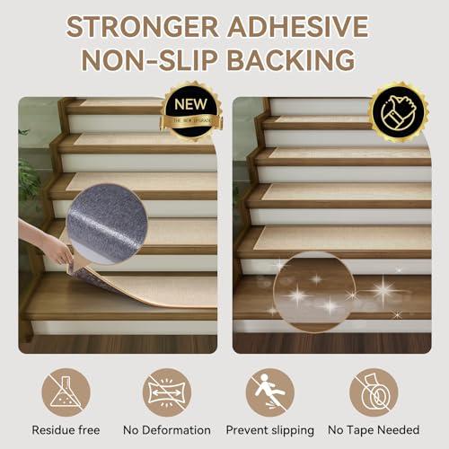 YDKGL Stair Treads for Wooden Steps Non Slip Indoor Beige 8 x 30 15 Pack