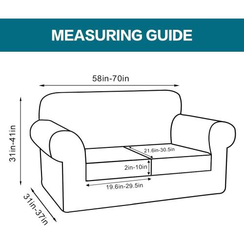 Turquoize 3 Piece Sofa Covers for 2 Cushion Couch Sofa Slipcover Soft Couch Cover for Dogs-Washable Sofa Furniture Covers with 2 Individual Cushion Covers, Jacquard Fabric (Loveseat, Dark Cyan)