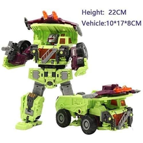 NBK Deformation Oversize Toys Robot Devastator Engineering Combiner 6 in 1 Action Figure Car Truck Model Gift for Kids Boys (Green) | 18 Inch, 5 Modes Robot Toys, Posable Joints, Equipped with Weapons