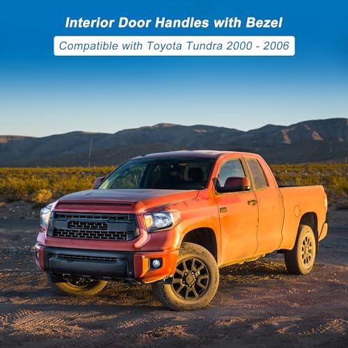 Interior Door Handles with Bezel Fit for Toyota Tundra 2000 2001 2002 2003 2004 2005 2006 Replacement for 692050C010E1 692060C010E1 81257 Left Driver Right Passenger Door Handle (Beige)