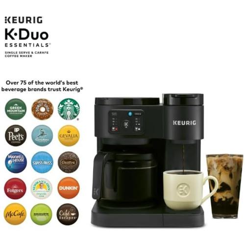 K-eurig K-Duo Essentials, Hot & Iced Single-Serve Pod Coffee Maker & Carafe, Black