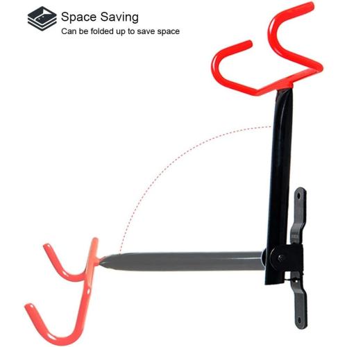 Dirza Bike Wall Mount Bike Hanger 2 Pack Foldable Bicycle Storage Horizontal Bike Rack Bike Hook for Garage Indoor Shed with Screws