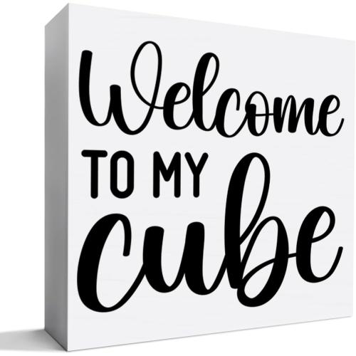 Funny Office Cubicle Desk Decor Wooden Sign, Funny Office Decoration for Work Women Men, Gifts for Coworker Colleague Boss, Welcome To My Cube