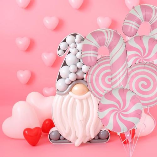 GGDE Pink Candy Balloons Set - 10 Pcs, Includes Windmill, Swirl & Candy Cane Balloons, Perfect for Christmas, Birthday & Baby Showers, Unisex, All Ages
