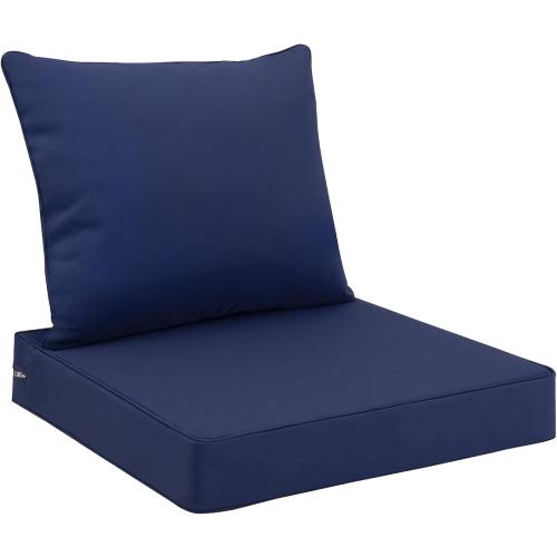 Favoyard Outdoor Seat Cushion Set 22 x 24 Inch Waterproof & Fade Resistant Patio Furniture Cushions with Removable Cover Deep Seat & Back Cushion with Handle and Adjustable Straps for Chair Sofa Couch