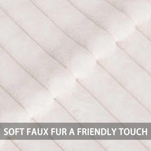 Pack of 2 Faux Fur Christmas Throw Pillow Covers 18x18 Inch, Soft Plush Striped Neutral Couch Pillow Cover, with Velvet Back Modern Home Decor for Sofa Living Room Couch Bed Cream White