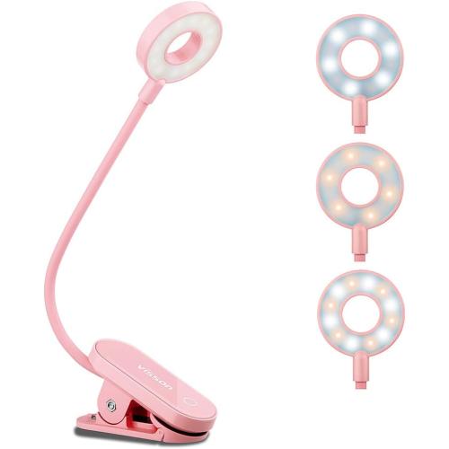 Visson Stepless Dimming Book Light,12 LED Reading Lights for Books in Bed,3 Color Temperature,Rechargeable Clip-on Light with Magnetic Function.Perfect for Bookworms,Kids