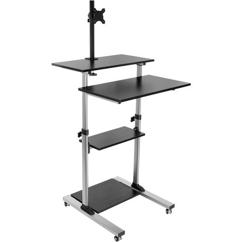 Mount-It! Mobile Computer Cart with Monitor Mount for Screen up to 32, Portable Desk on Wheels, Rolling Laptop Stand Teachers, Office, Classroom, Rise up to 53, Projector, Podium, Keyboard Tray❗MAY HAVE MISSING PIECES❗