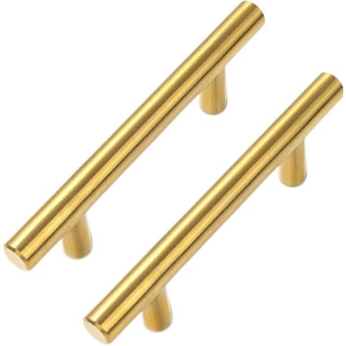 30 Pack Brushed Brass Cabinet Handles Gold 3 Inch Hole Center Cabinet Pulls Stainless Steel Drawer Handles Kitchen Cabinet Hardware Pulls for Cabinets and Drawers - 5 Length, 3 Hole Center