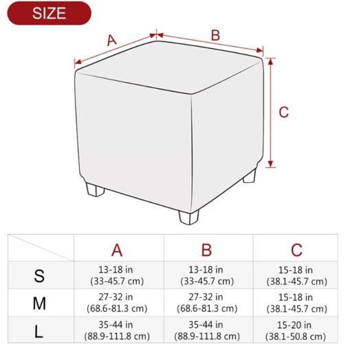 Ottoman Cover Square Velvet Storage Ottoman Slipcovers Thick Stretch Footrest Foot Stool Covers Protector with Elastic Band(Medium-Dark Gray)