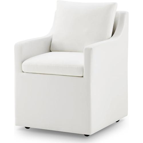 Upholstered Dining Chairs Set of 1, Modern Dining Room Chairs with Casters & Washable Cover, Rolling Accent Chair with Hidden Storage for Kitchen, Farmhouse, Living Room, White, 1 Box