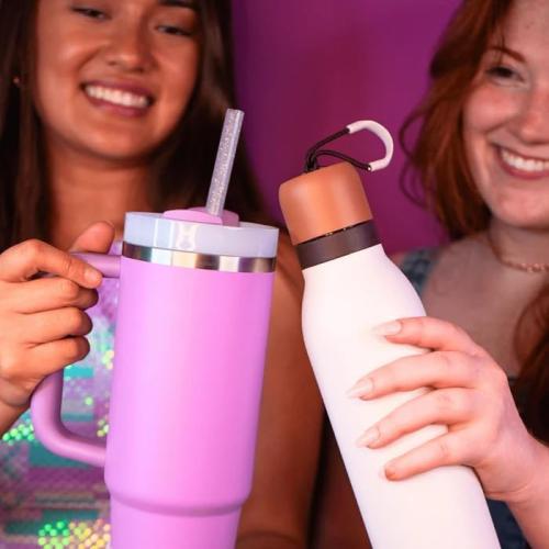 CharCharms Replacement Straws for Tumblers - Pack of 6 Glitter Plastic Straws for 40oz Tumbler with 10mm Diameter, BPA Free, 12'' Reusable Cup Straw, Dishwasher Safe Straw - red, green, and gray.