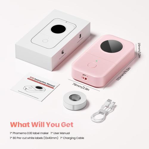 Phomemo Label Maker, D30 Label Maker Machine with Tape, Mini Bluetooth Label Makers, Small Portable Thermal Label Printer, Sticker Maker for School Classroom Teacher Home Kitchen Office Supplies